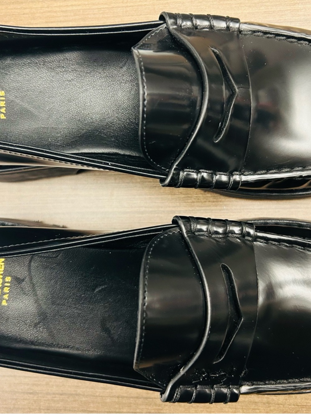 Saint Laurent Black Leather Penny Loafers - Picture 5 of 10